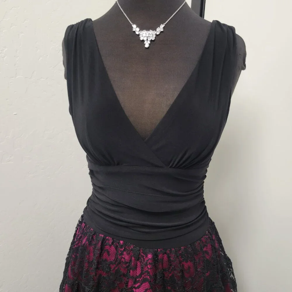 Black Dress with Fuchsia Underskirt - Picture 3 of 3